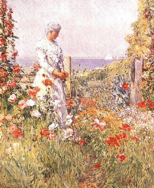 Childe Hassam Celia Thaxter in Her Garden, oil painting picture